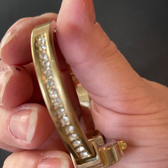 New Gruen Womens Gold-Tone Quartz Watch With Crystal Accents & Metal Bezel - Picture 6 of 10